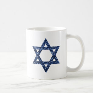Stern David mit Pailletten Kaffeetasse