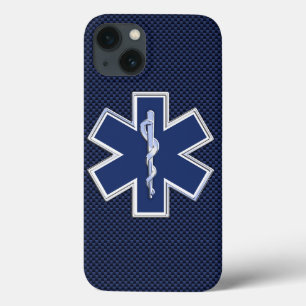 Stern des Leben-Sanitäters EMS auf blauer iPhone 13 Hülle
