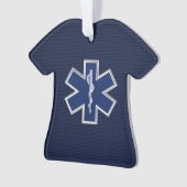 Stern des Leben-Sanitäters EMS auf blauer Ornament (Vorderseite)