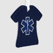 Stern des Leben-Sanitäters EMS auf blauer Ornament (Vorderseite)