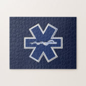 Stern des Leben-Sanitäters EMS auf blauer Puzzle (Horizontal)