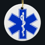 Stern des Symbols des Leben-/EMT Keramikornament<br><div class="desc">Stern des Lebens,  Notmedizinisches Techniker-Symbol.</div>