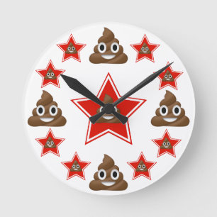 Stern Emoji Poo Runde Wanduhr
