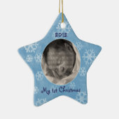 Stern-Foto-Verzierung des Babys erste Weihnachts Keramikornament (Rechts)