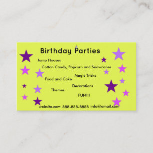 Stern-Geburtstags-Partys-Geschäfts-Karte Visitenkarte