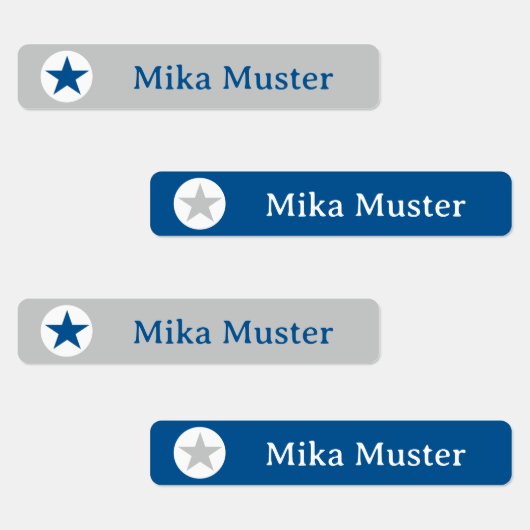 Stern - grau blau - 96 schmale Kinder Etiketten (Gruppe)