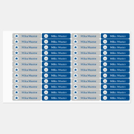 Stern - grau blau - 96 schmale Kinder  Etiketten