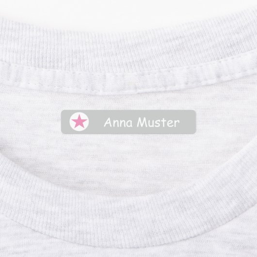 Stern - grau rosa - 96 schmale Kinder Etiketten (Befestigt)