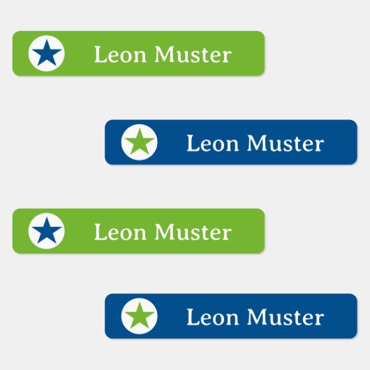 Stern - grün blau - 96 schmale Kinder Etiketten (Gruppe)