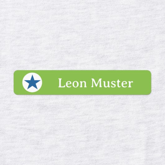 Stern - grün blau - 96 schmale Kinder Etiketten (Design 1)