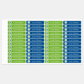 Stern - grün blau - 96 schmale Kinder Etiketten (Blatt)