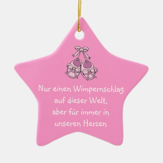 Stern Hängeornament als Erinnerung Keramik Ornament (Vorne)