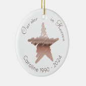 Stern im Himmel Erinnerung Rose Goldstar Weiß Keramik Ornament (Rechts)