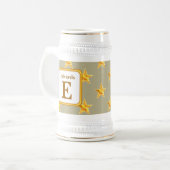 Stern Initiale E Gold Familienmonogramm Erinnerung Bierglas (Vorderseite Links)