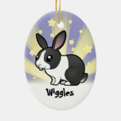 Stern-Kaninchen (glattes Haar des uppy Ohrs) Keramik Ornament (Hinten)