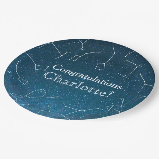 Stern-Konstellations-Raum-Babyparty Pappteller (Schrägansicht)