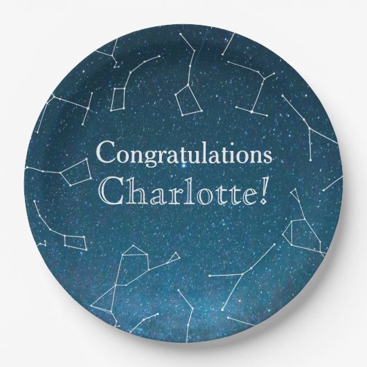 Stern-Konstellations-Raum-Babyparty Pappteller (Vorderseite)