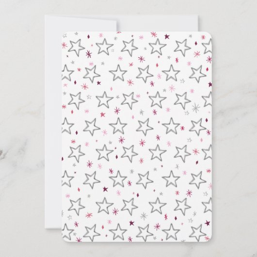 Stern-Mädchen-erster Geburtstag Einladung (Rückseite)