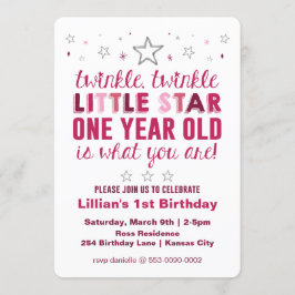 Stern-Mädchen-erster Geburtstag Einladung