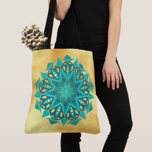 Stern Mandala Blau Gold Tasche (Von Nahem)