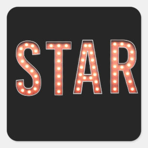 Stern Marquee-Leuchten Quadratischer Aufkleber