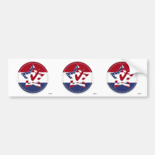 Stern mit US-Flagge, roter Haken & 50 Sterne - run Autoaufkleber