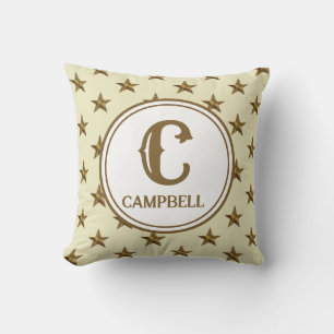 Stern-Monogramm-Initial Western-Heim-Dekor Kissen