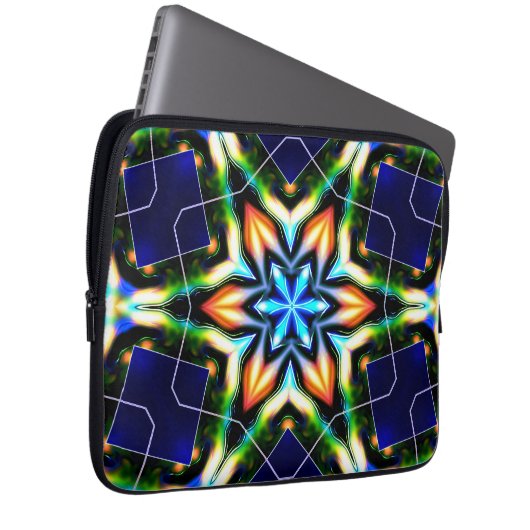 Stern oder Blume knacken metallische Rüstung, blau Laptopschutzhülle (Vorne Rechts)