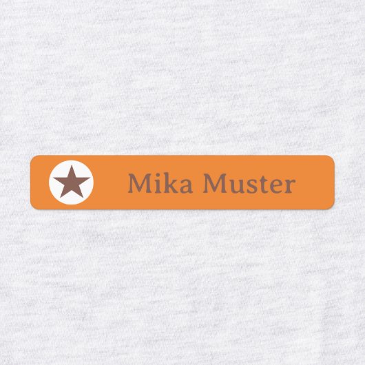 Stern - orange braun - 96 schmale Kinder Etiketten (Design 1)