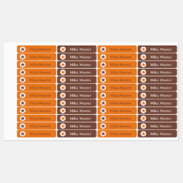 Stern - orange braun - 96 schmale Kinder  Etiketten