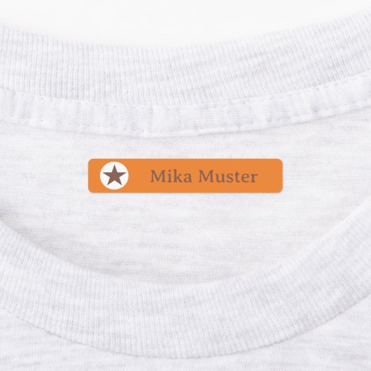 Stern - orange braun - 96 schmale Kinder Etiketten (Befestigt)