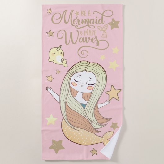 Stern Personalizable n Narwhal der niedlichen Strandtuch (Vorderseite)