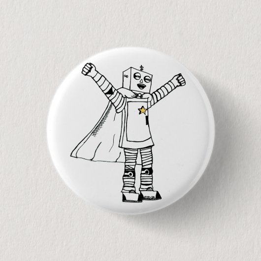 Stern-Roboter-Superheld-Knopf Button (Vorderseite)