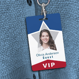 Stern Rot Weiß Blau VIP-Foto-ID Ausweis