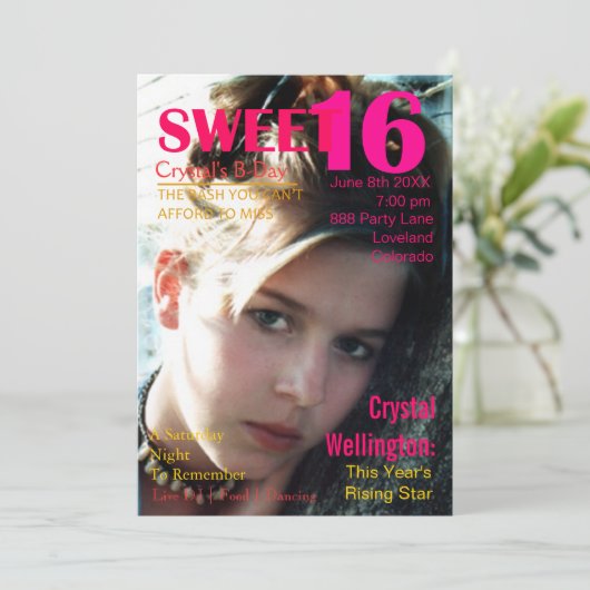 Stern-rotes Titelseiteladen des Bonbon-16 Einladung (Stehend Vorderseite)