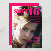 Stern-rotes Titelseiteladen des Bonbon-16 Einladung (Vorne/Hinten)