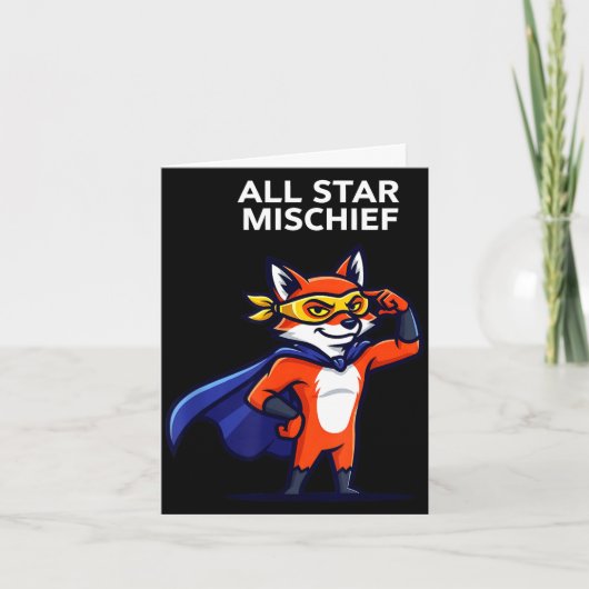 Stern-Schabernack-Superheld-Fuchs mit Cape Cartoon Karte (Vorderseite)