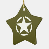 Stern-Schablone Vintag auf kakifarbigem Grün Keramikornament (Links)