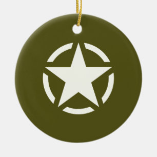 Stern-Schablone Vintage auf Khaki-Grün Keramikornament