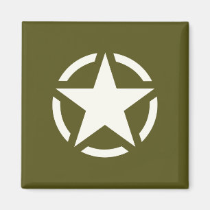 Stern-Schablone Vintage auf Khaki-Grün Magnet