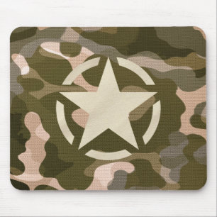 Stern-Schablone Vintage-Aufkleber im Tarnstil Mousepad