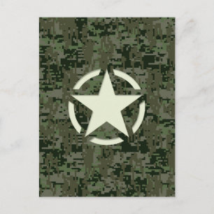 Stern-Schablone Vintage-Symbol Digital-Tarnung Postkarte