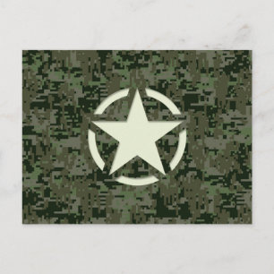Stern-Schablone Vintage-Symbol Digital-Tarnung Postkarte