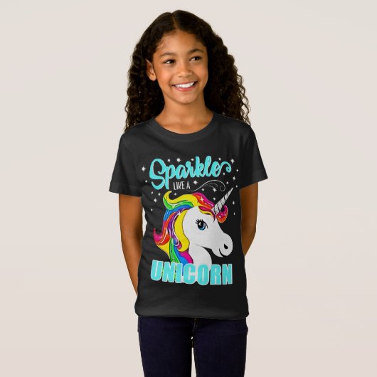 Stern-Schein wie ein Einhorn-Regenbogen T-Shirt (Vorne ganz)