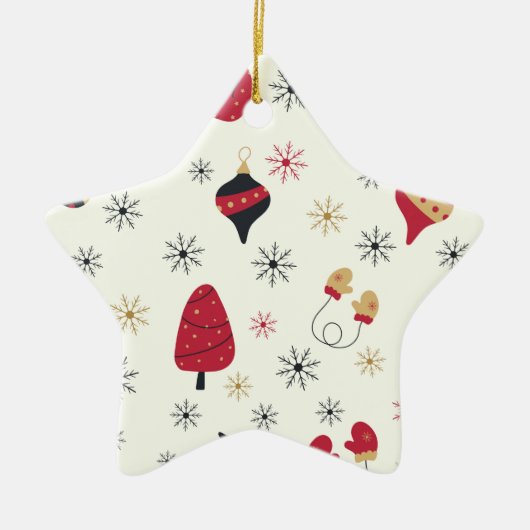 Stern-Schneeflocken-Muster Weihnachten Keramik Ornament (Vorne)