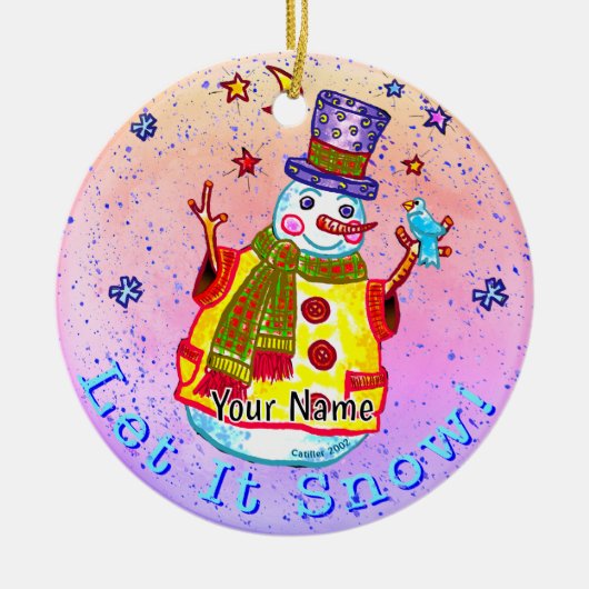 Stern Schneemann Keramik Ornament (Vorne)