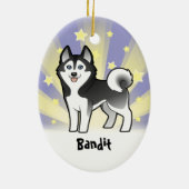 Stern-sibirischer Husky/alaskischer Malamute Keramik Ornament (Hinten)