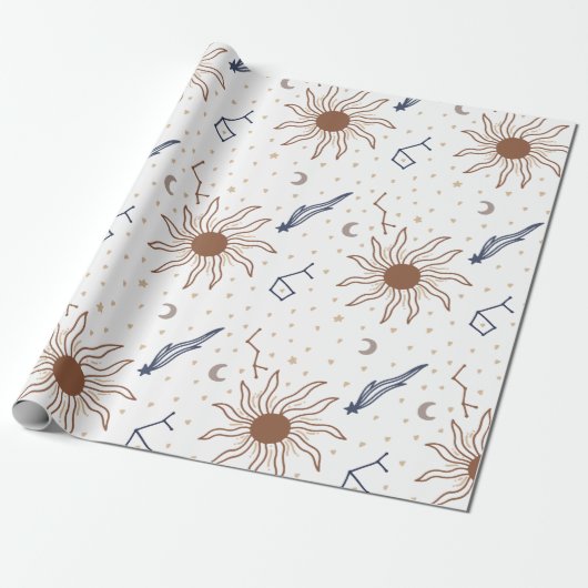 Stern, Sonne und Mond Geschenkpapier (Ungerollt)