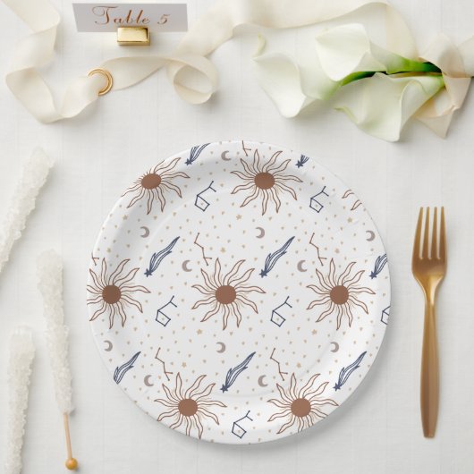 Stern, Sonne und Mond Pappteller (Hochzeit)