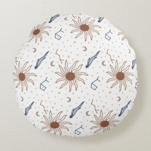 Stern, Sonne und Mond Rundes Kissen